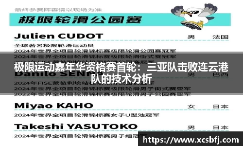 极限运动嘉年华资格赛首轮：三亚队击败连云港队的技术分析